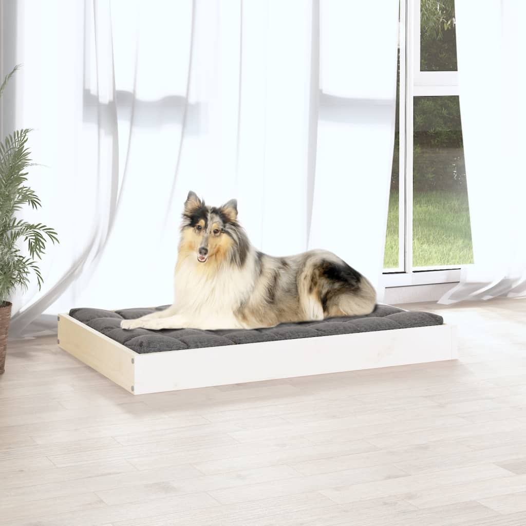 Cama Para Perros Madera Maciza De Pino Blanco 91,5x64x9 Cm / Vetonek_0