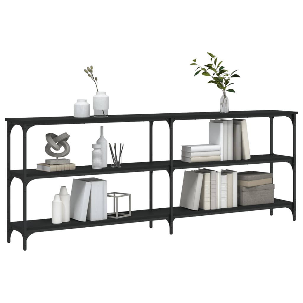 Mesa Consola Madera De Ingeniería Negra 200x29x75 Cm_1