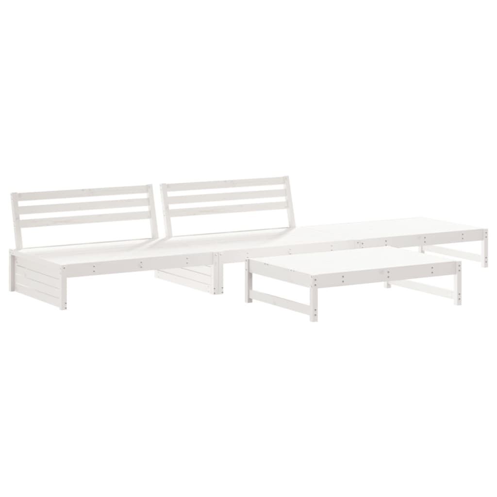 Vidaxl Juego De Muebles De Jardín 4 Pzas Madera Maciza De Pino Blanco_0