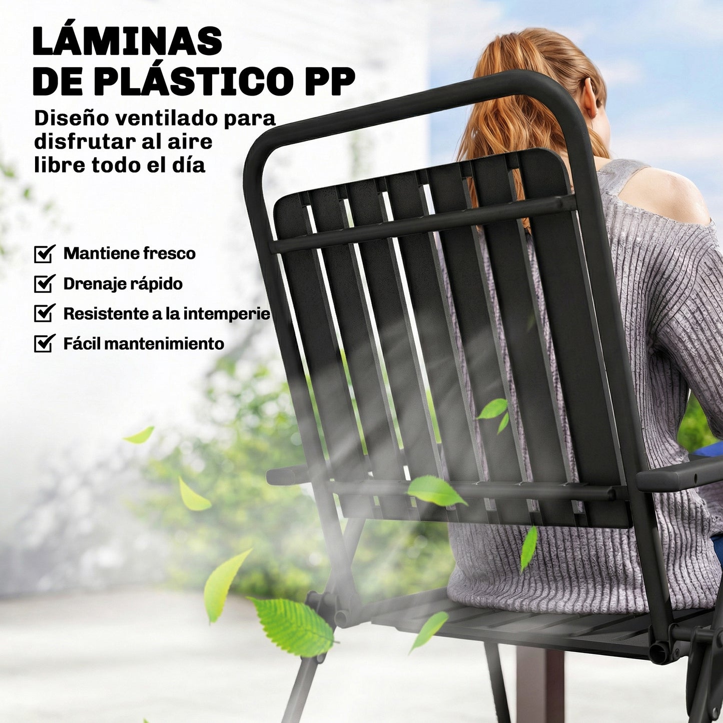 Outsunny Juego De 4 Sillas De Jardín Exterior Plegables_4