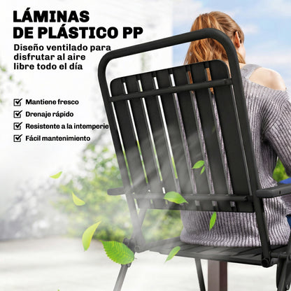 Outsunny Juego De 4 Sillas De Jardín Exterior Plegables_4