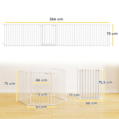 Pawhut Barrera Para Perros Plegable Puerta Con Cierre Doble Blanco_2