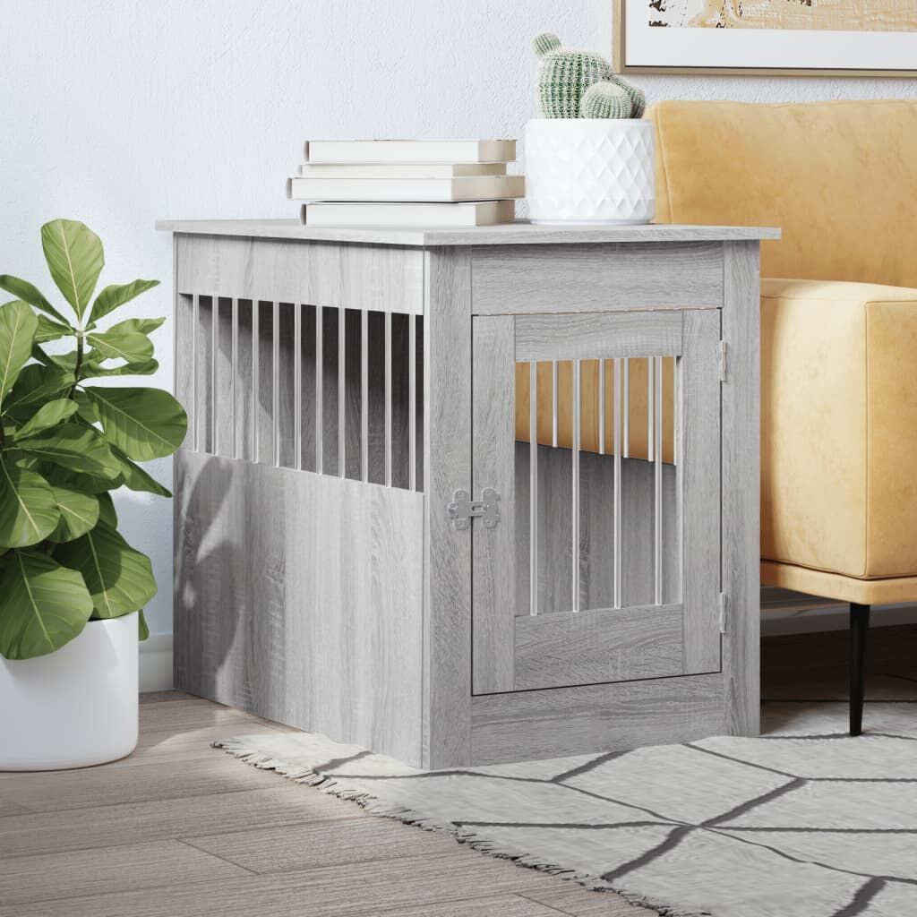 Vidaxl Jaula Para Perros Madera De Ingeniería Gris Sonoma 55x80x68 Cm_1