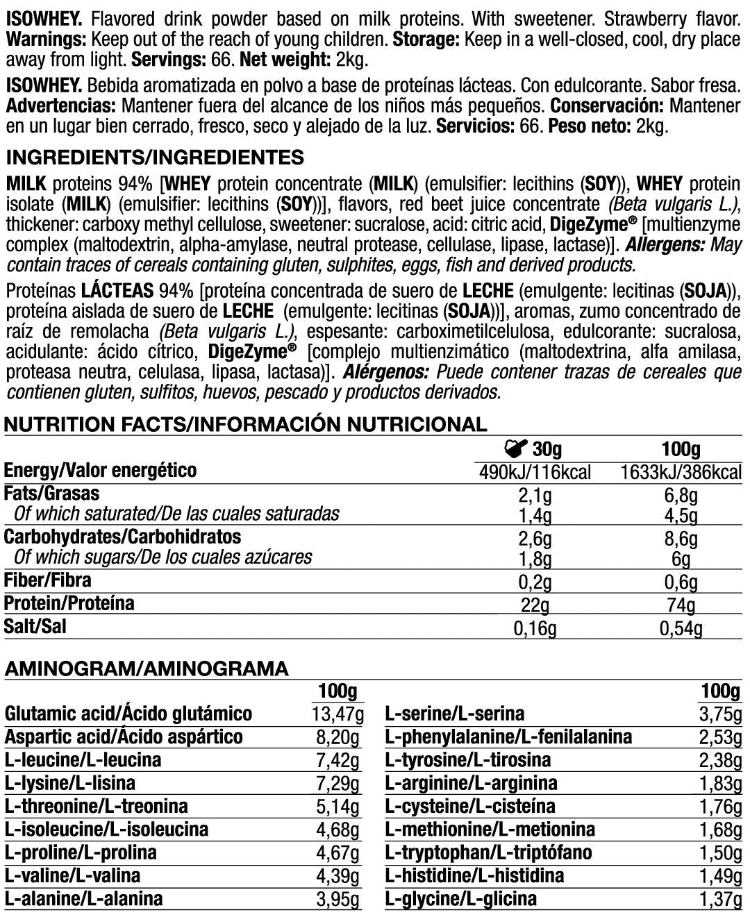Isowhey - 2kg - Fresa - Proteína De Aislado De Suero Isolate - Quamtrax_5