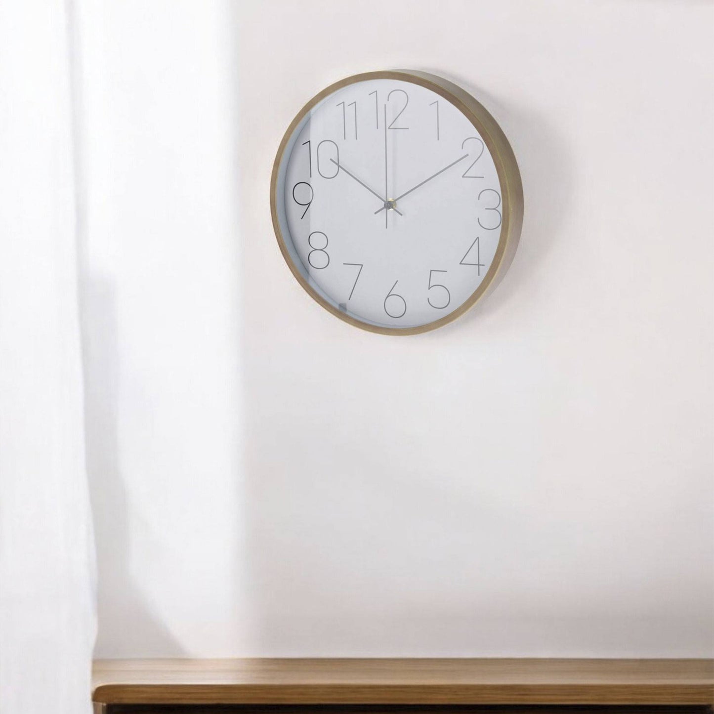 Well Home Reloj De Pared Moderno Con Borde De Aspecto Madera - Esfera Blanca Y Agujas Finas Ø30,5cm_3
