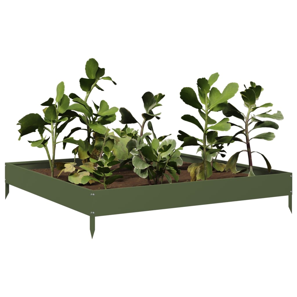 Arriate De Acero Verde Oliva 100x100x18,5 Cm_2