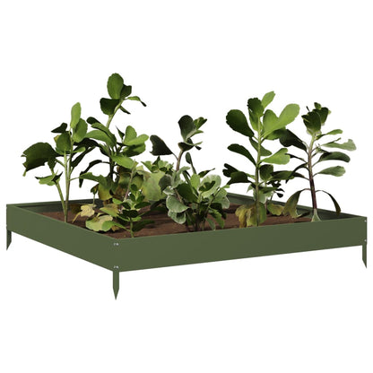 Arriate De Acero Verde Oliva 100x100x18,5 Cm_2