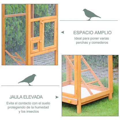 Pawhut Jaula Para Pájaros De Madera Con Bandeja Extraíble Techo Asfáltico_5