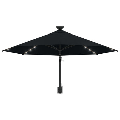 Vidaxl Sombrilla De Jardín De Pared Con Luces Led Negro 300 Cm_3