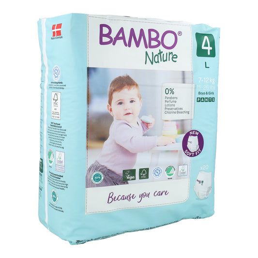 Pañal Pants T4 (7-12Kg) Bambo Nature 20 uds