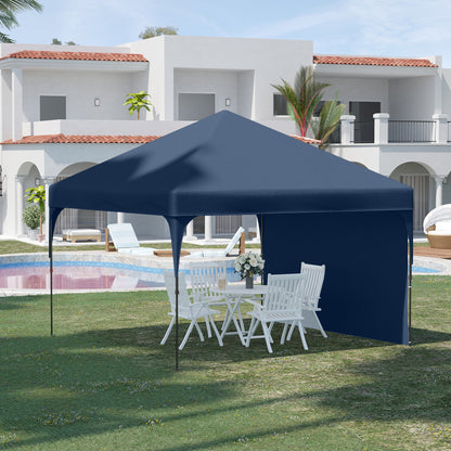 Outsunny Cenador Plegable 3x3m Altura Ajustable Con 1 Pared 4 Sacos Arena Azul_1
