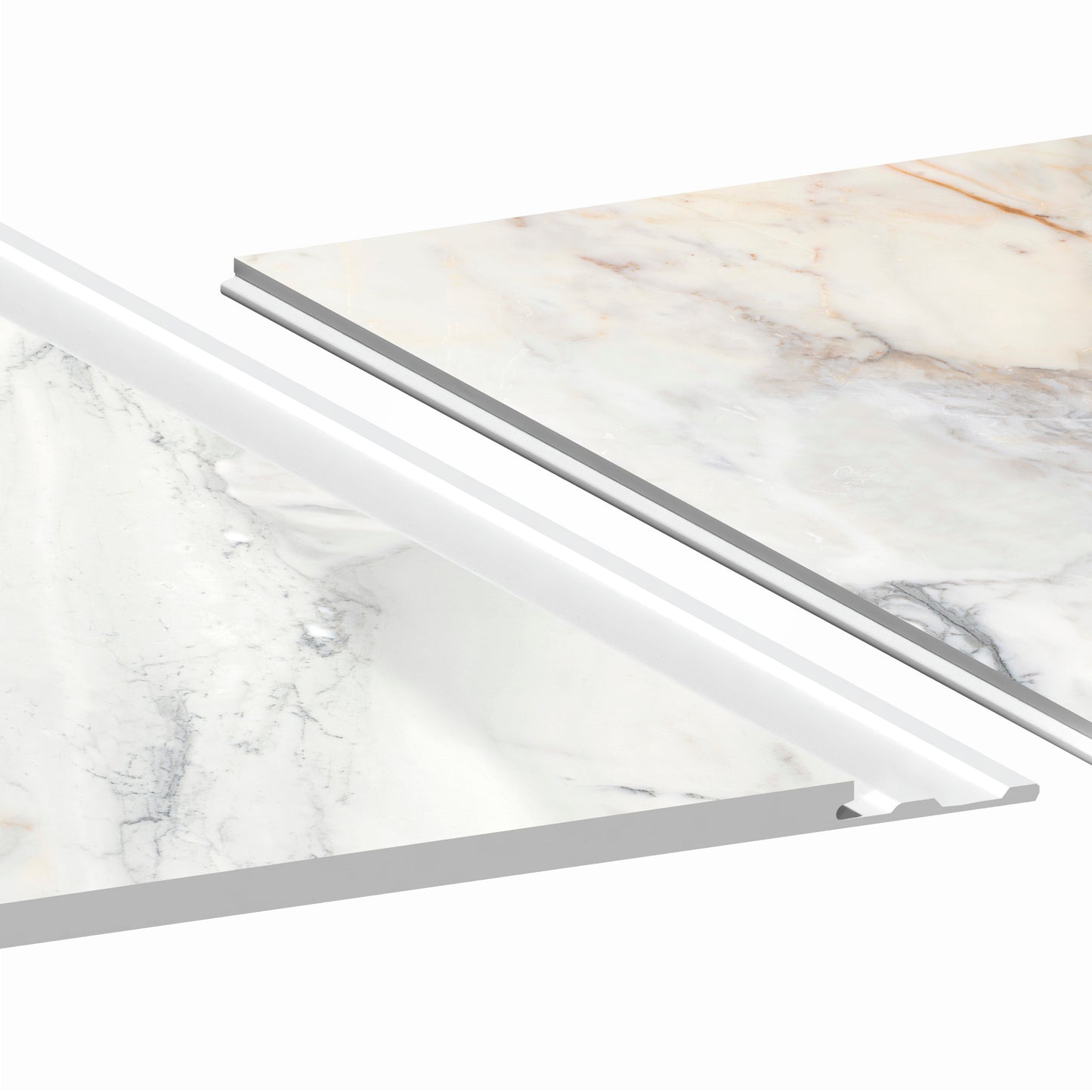 Aqua-step- All In One - Paneles De Pared A Prueba De Agua Y Panel De Sueloe  - Marmo Lumina - 6 Paneles (2,34m²)