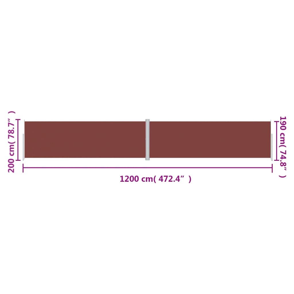Vidaxl Toldo Lateral Retráctil Marrón 200x1200 Cm_2