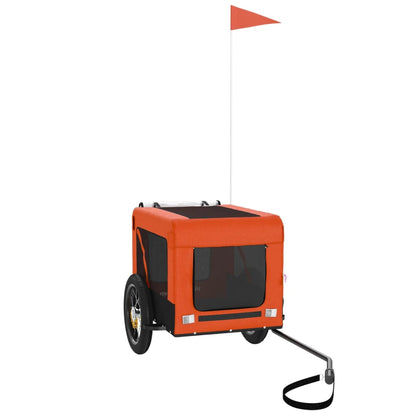 Remolque De Bicicleta Mascotas Hierro Tela Oxford Naranja Negro_0