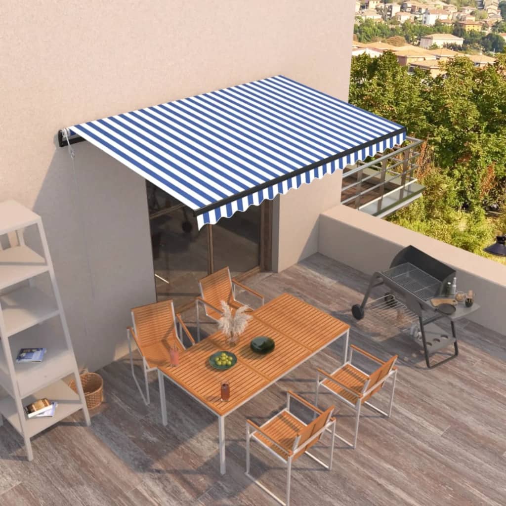 Toldo Automático Retráctil Azul Y Blanco 400x350 Cm_1