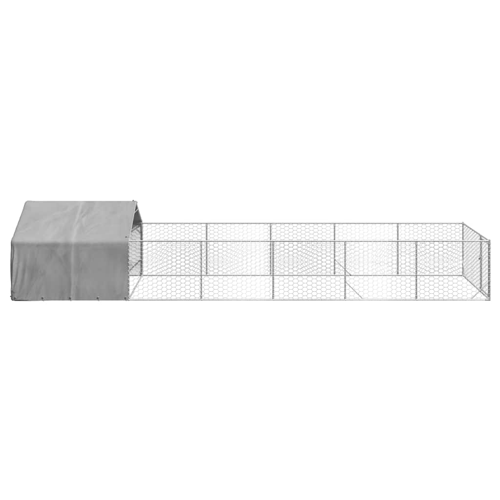 Caseta Perros Exterior Con Corral 8x2x1,5 M Acero Galvanizado_3