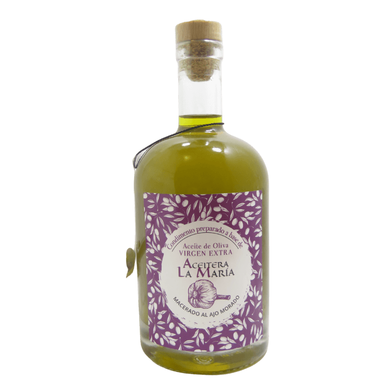 Aceite De Oliva Virgen Extra Macerado Al Ajo Morado 50 Cl Con Vertedor Metálico