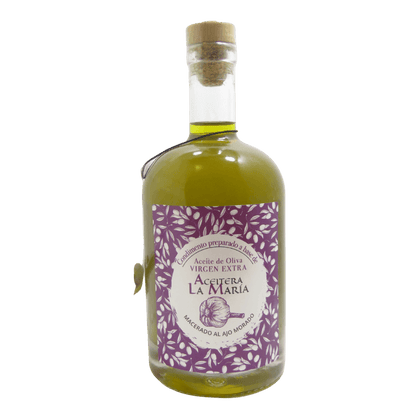 Aceite De Oliva Virgen Extra Macerado Al Ajo Morado 50 Cl Con Vertedor Metálico