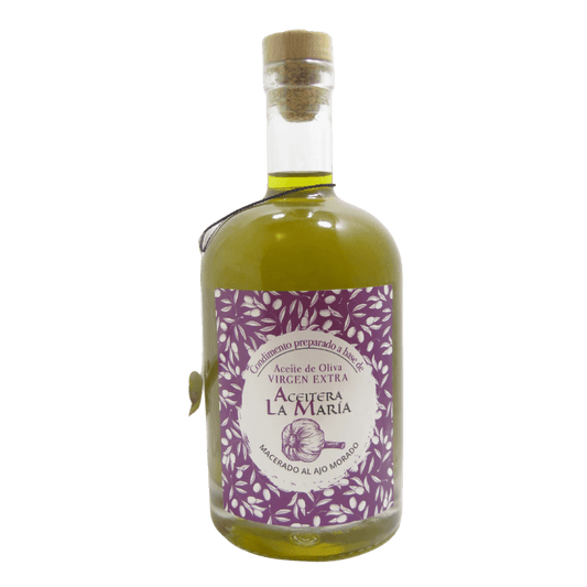 Aceite De Oliva Virgen Extra Macerado Al Ajo Morado 50 Cl Con Vertedor Metálico_0