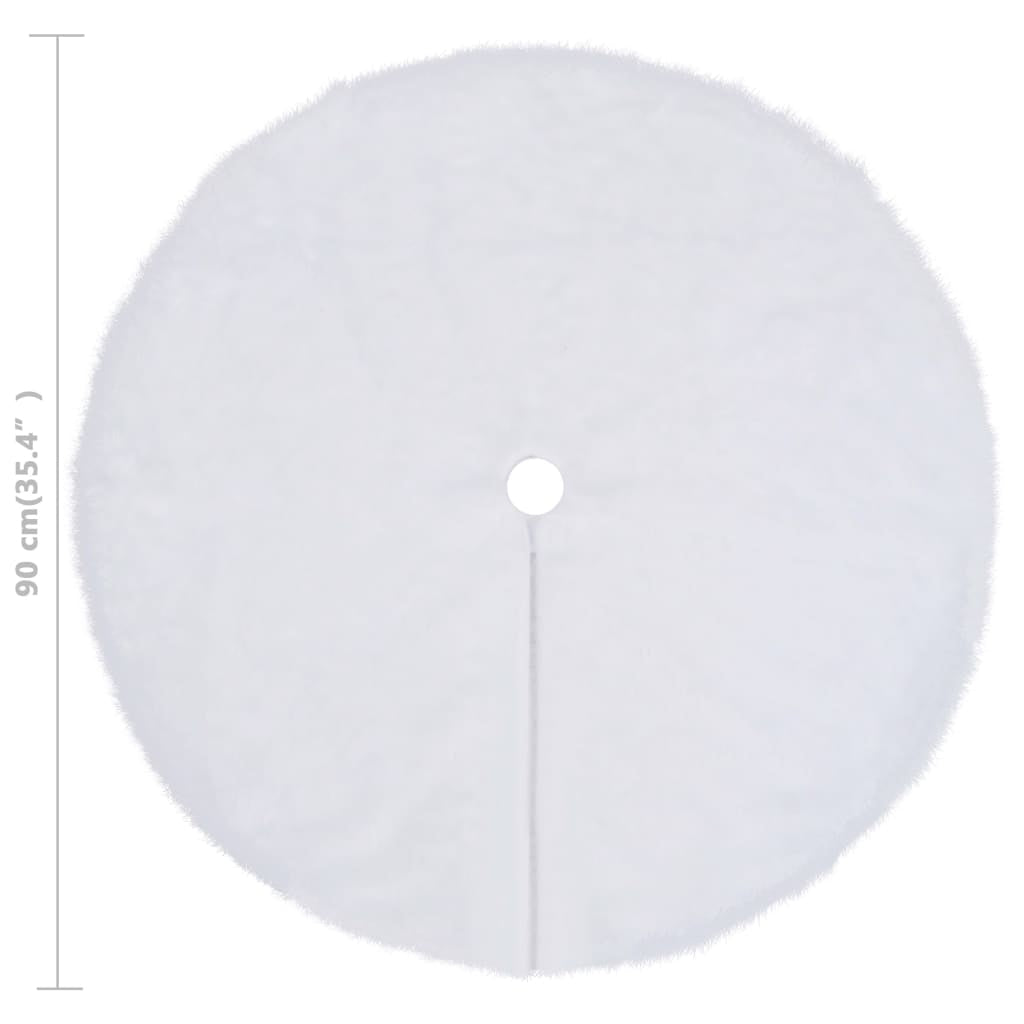 Vidaxl Falda Para Árbol De Navidad Blanca De 90 Cm De Piel Sintética_2