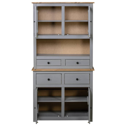 Aparador Madera Maciza Pino Estilo Panamá Gris 93x40,5x180 Cm_3