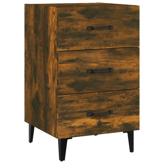 Mesita De Noche Madera De Ingeniería Roble Ahumado 40x40x66 Cm_0