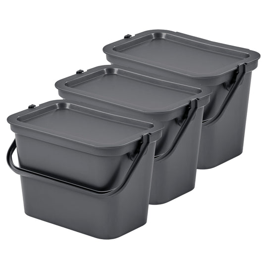 Set De 3 Papeleras moda 5l Grafito Con Asa_0