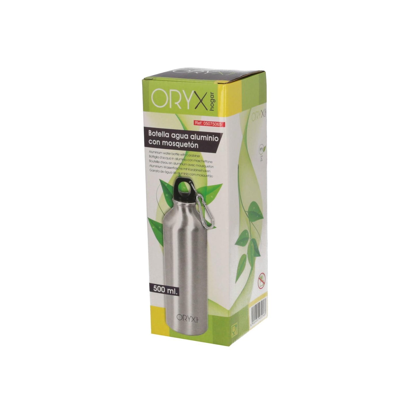 Botella De Agua Aluminio Con Mosqueton, Cierre Hermetico 500 Ml._2