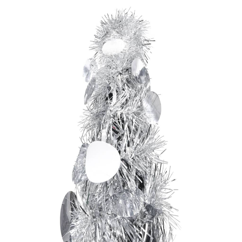 Vidaxl Árbol De Navidad Artificial Emergente Pet Plateado 180 Cm_1
