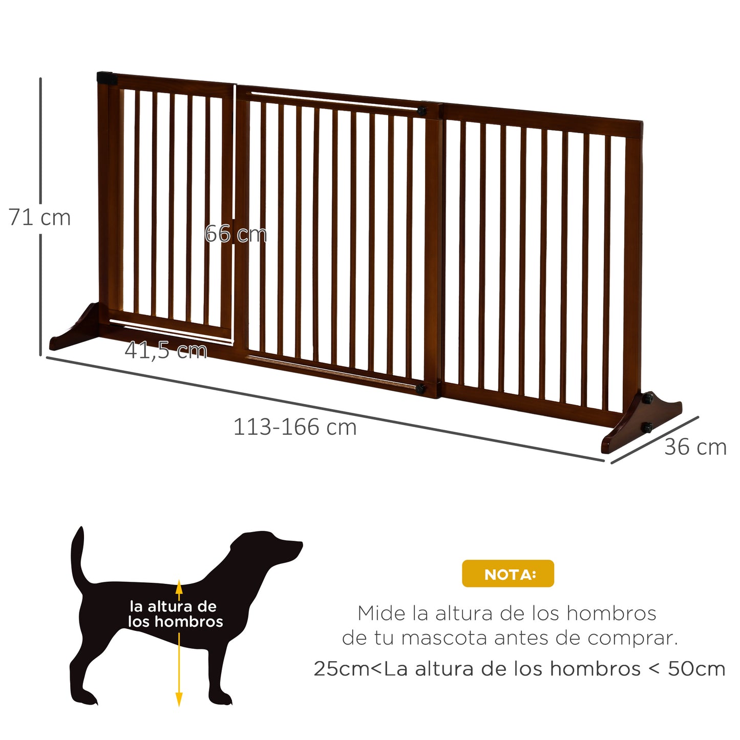 Pawhut Barrera De Seguridad Para Perros Extensible 113-166x36x71 Cm Marrón_2