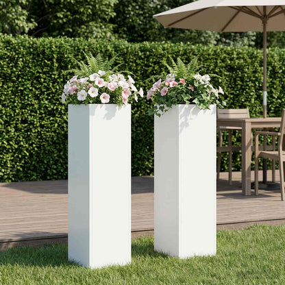 Macetero De Jardín 2 Uds. Blanco 20 X 20 X 75 Cm_1