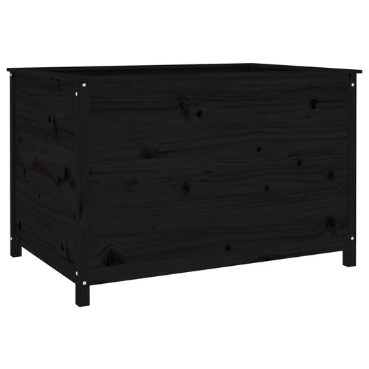 Arriate Elevado De Jardín Madera De Pino Negro 119,5x82,5x78 Cm_0
