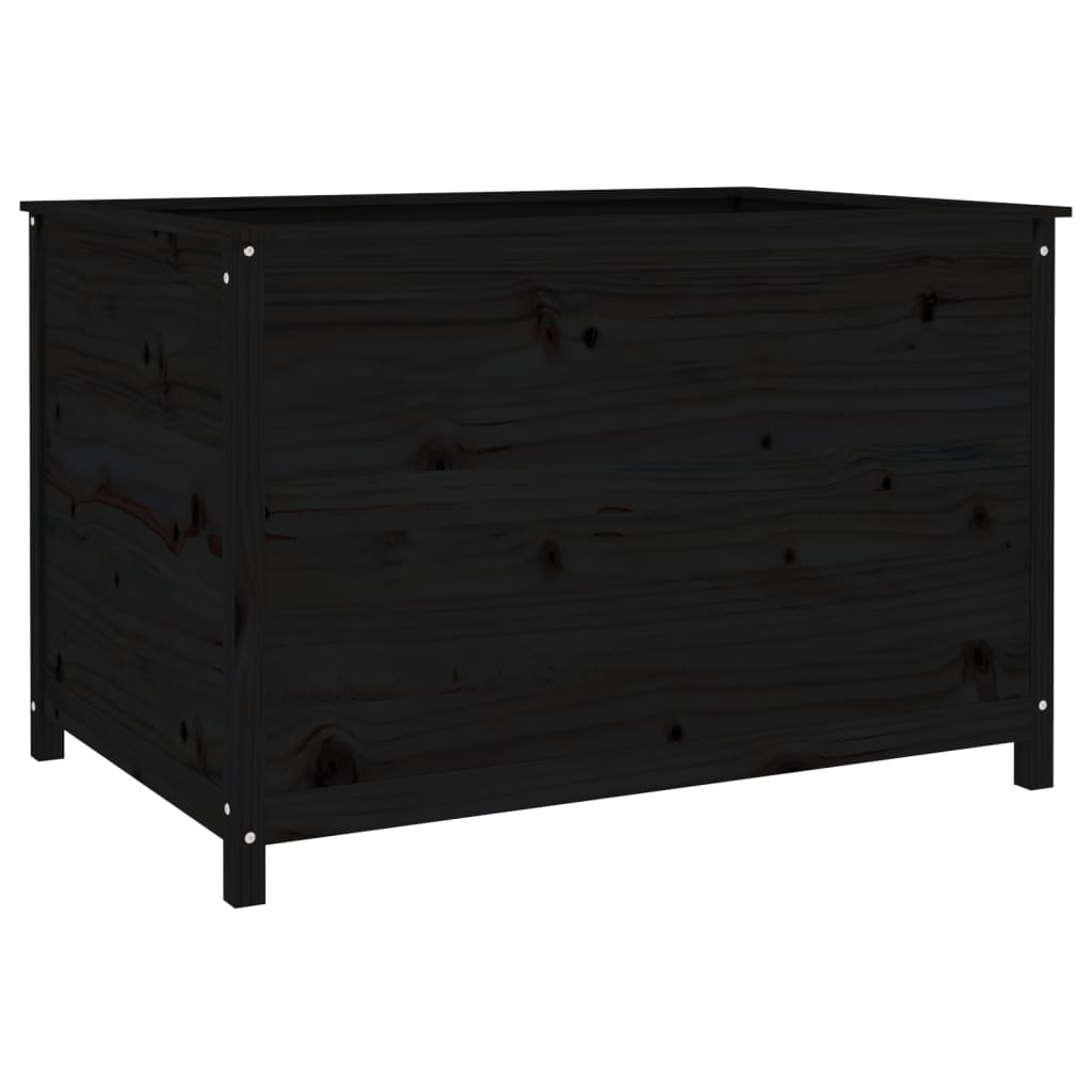 Arriate Elevado De Jardín Madera De Pino Negro 119,5x82,5x78 Cm_0