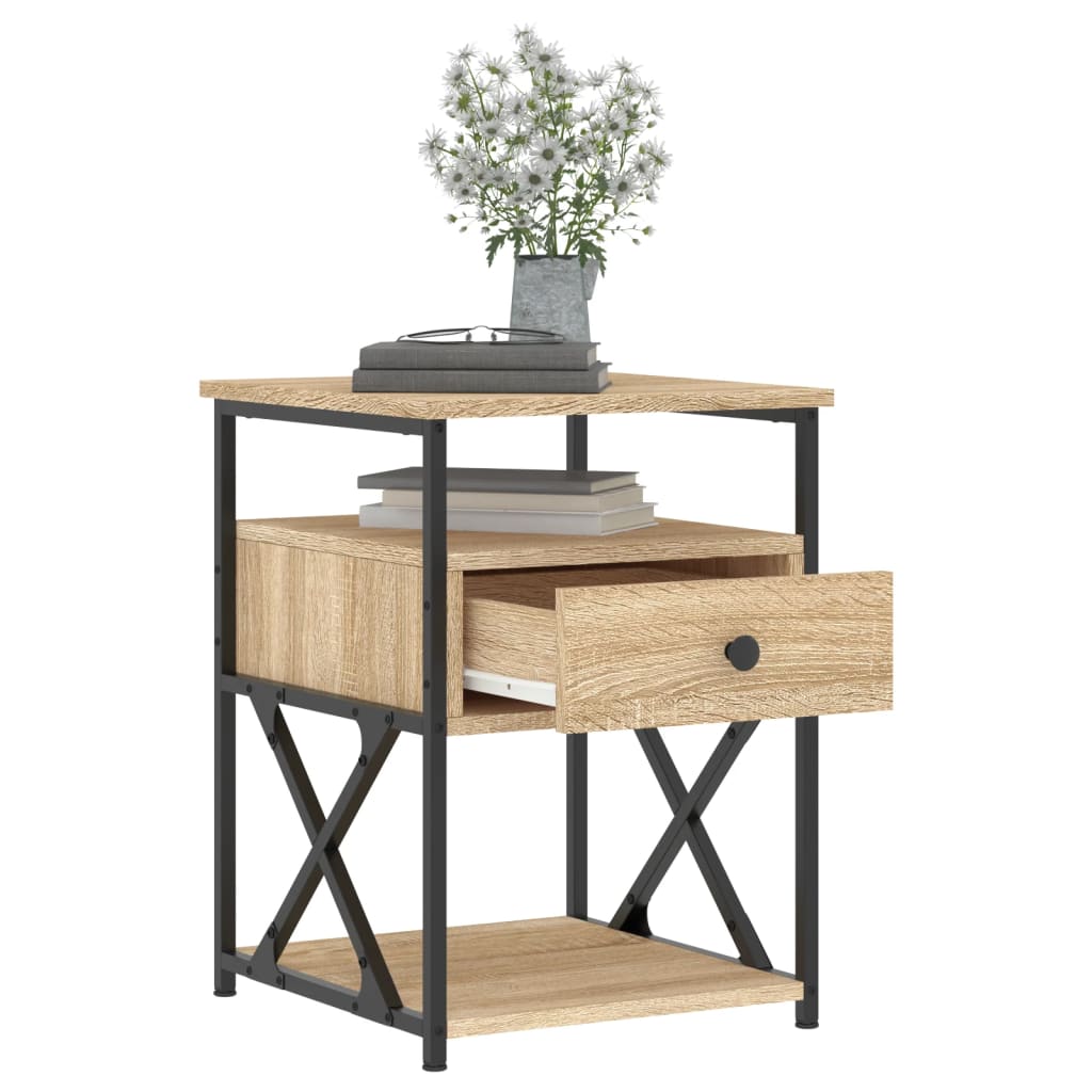 Mesita De Noche Madera De Ingeniería Roble Sonoma 40x42x55 Cm_2