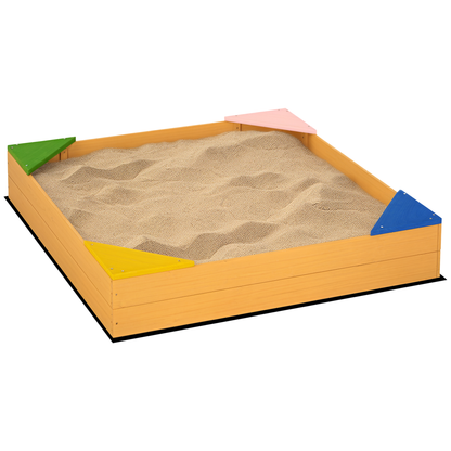 Outsunny Arenero Infantil De Madera Con Tela No Tejida 109x109x19,8 Cm Natural_0