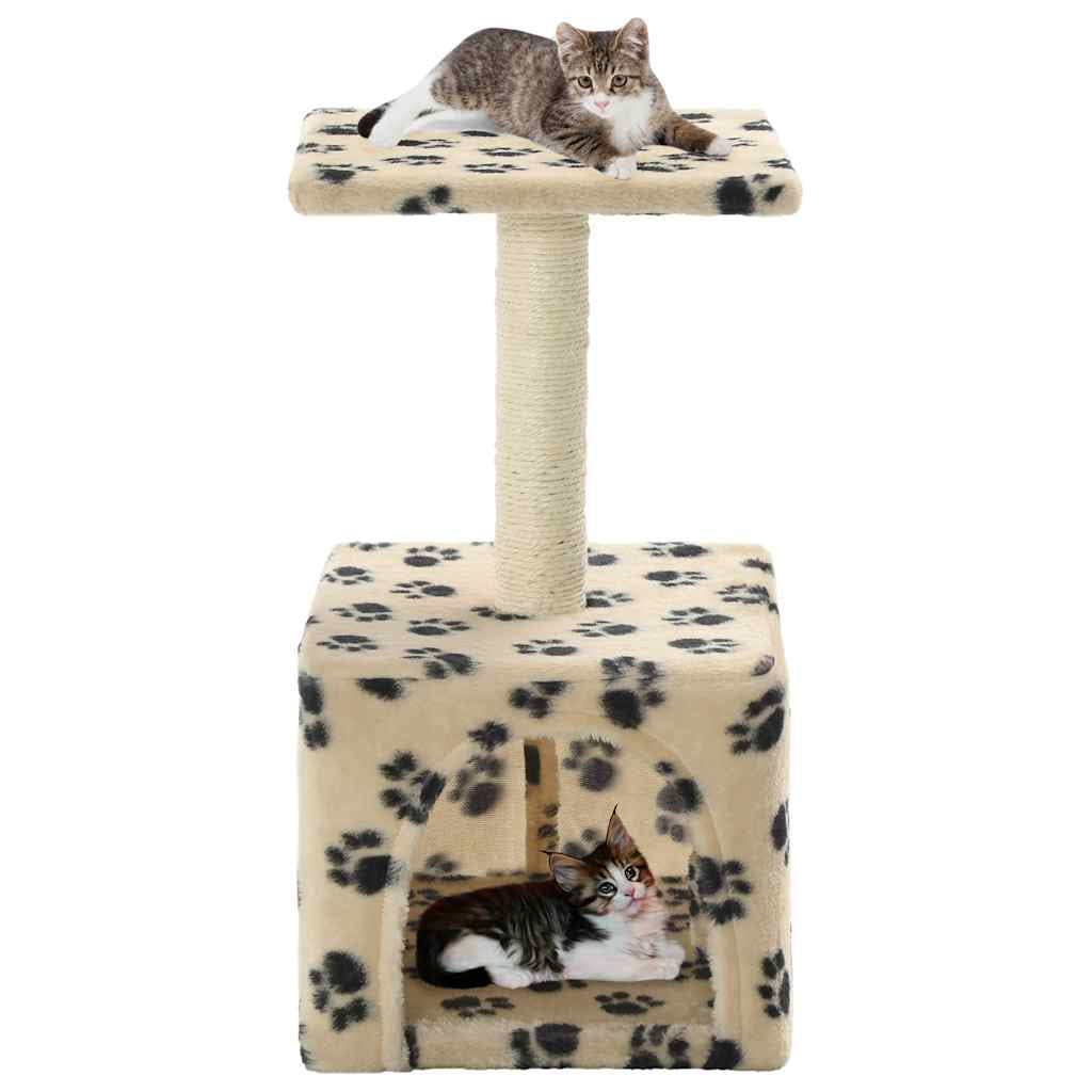 Vidaxl Rascador Para Gatos Con Poste De Sisal 55 Cm Huellas Beige_1
