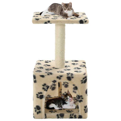 Vidaxl Rascador Para Gatos Con Poste De Sisal 55 Cm Huellas Beige_1