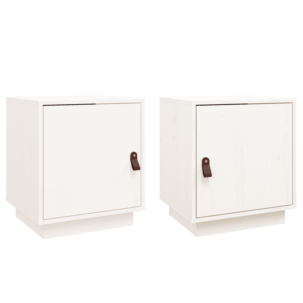 Mesitas De Noche 2 Uds Madera Maciza Pino Blanco 40x34x45 Cm_0