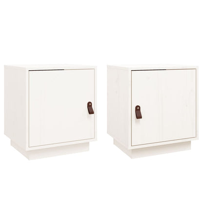 Mesitas De Noche 2 Uds Madera Maciza Pino Blanco 40x34x45 Cm_0