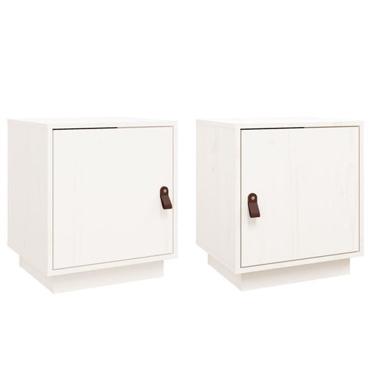 Mesitas De Noche 2 Uds Madera Maciza Pino Blanco 40x34x45 Cm_0