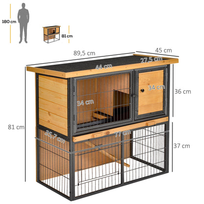 Pawhut Conejera De Exterior Madera 2 Pisos Rampa Bandeja Extraíble Puerta_2