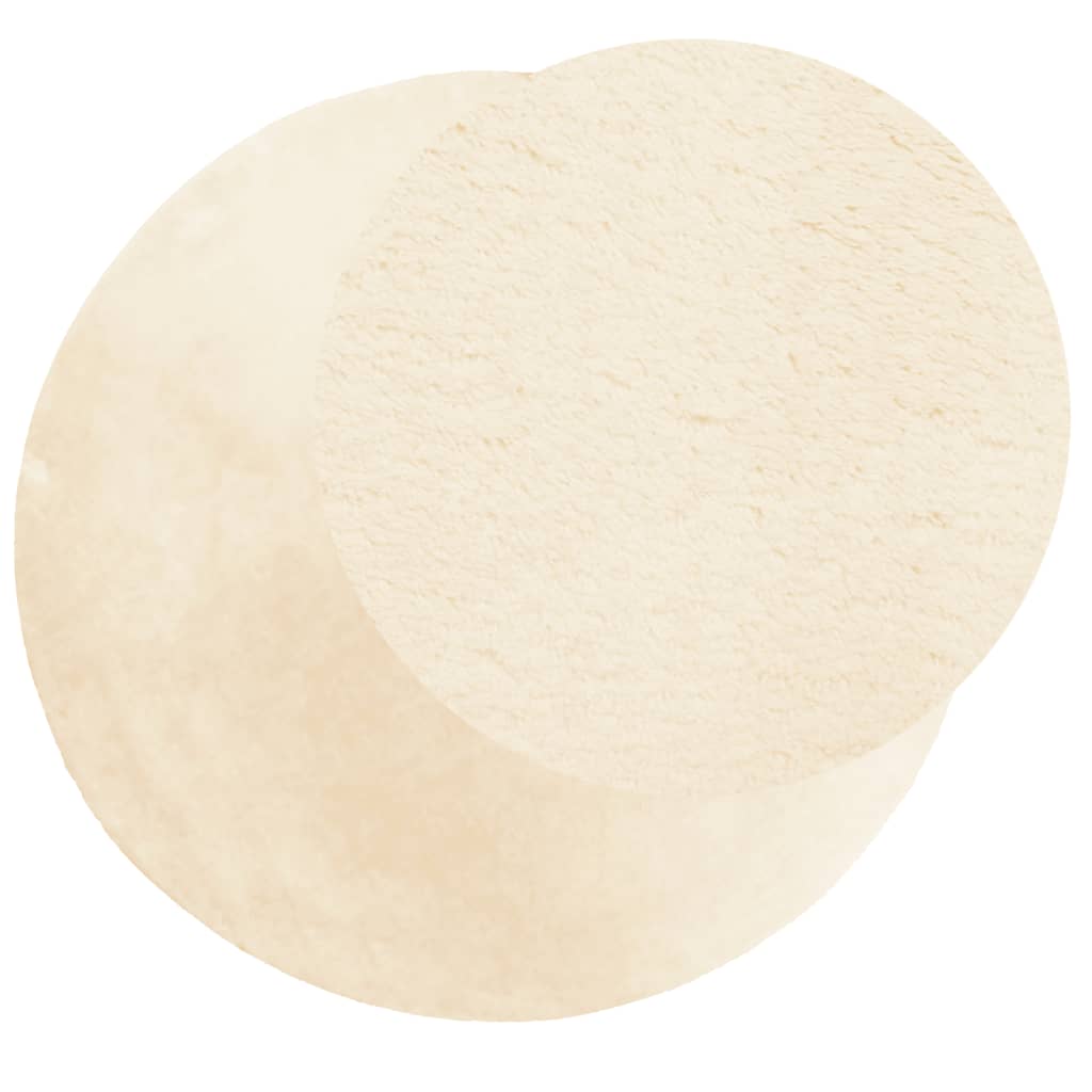 Alfombra De Pelo Corto Suave Lavable Huarte Crema Ø 200 Cm / Vetonek_2
