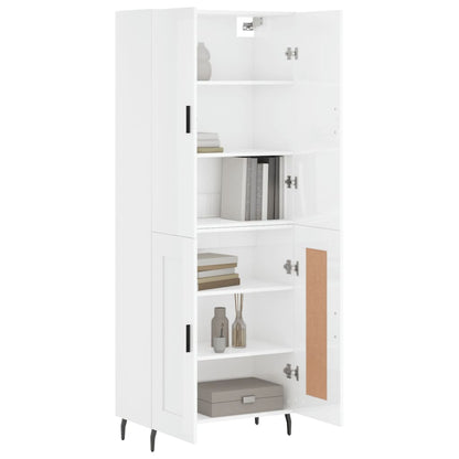 Aparador Alto Madera Contrachapada Blanco Brillo 69,5x34x180 Cm_2