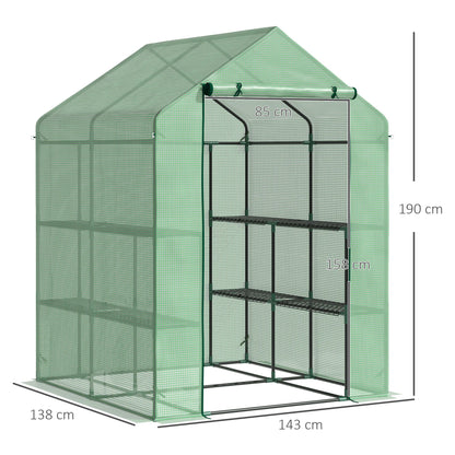 Invernadero De Jardín Con 4 Estantes Outsunny 143x138x190 Cm Verde_2
