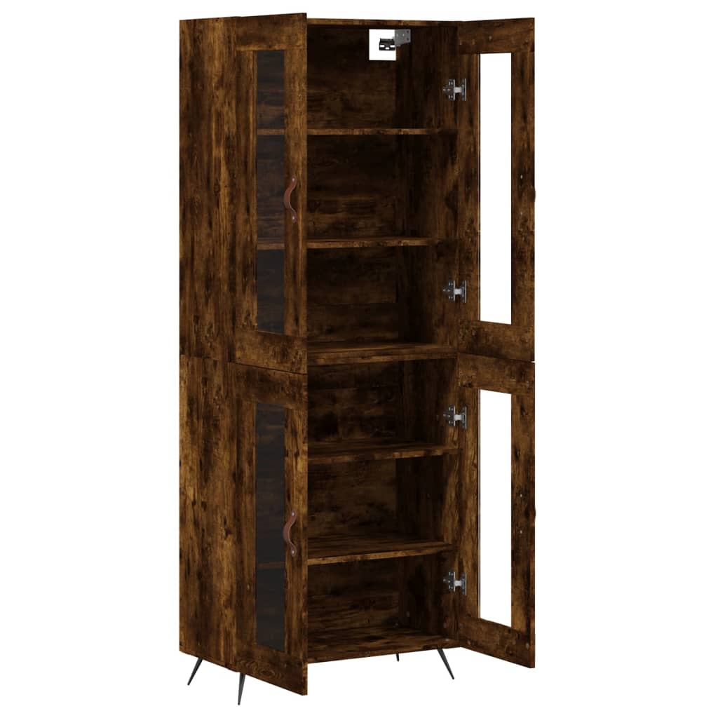 Aparador Alto Madera Contrachapada Roble Ahumado 69,5x34x180 Cm_3