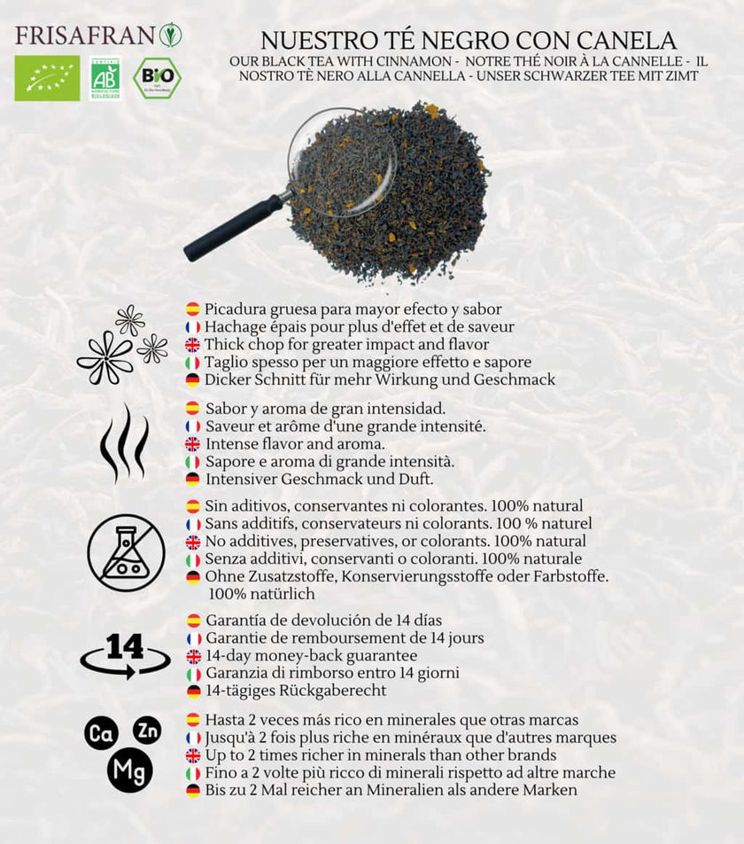 Té Negro Canela Ecológico Granel | Calidad | Frisafran 100 G_3
