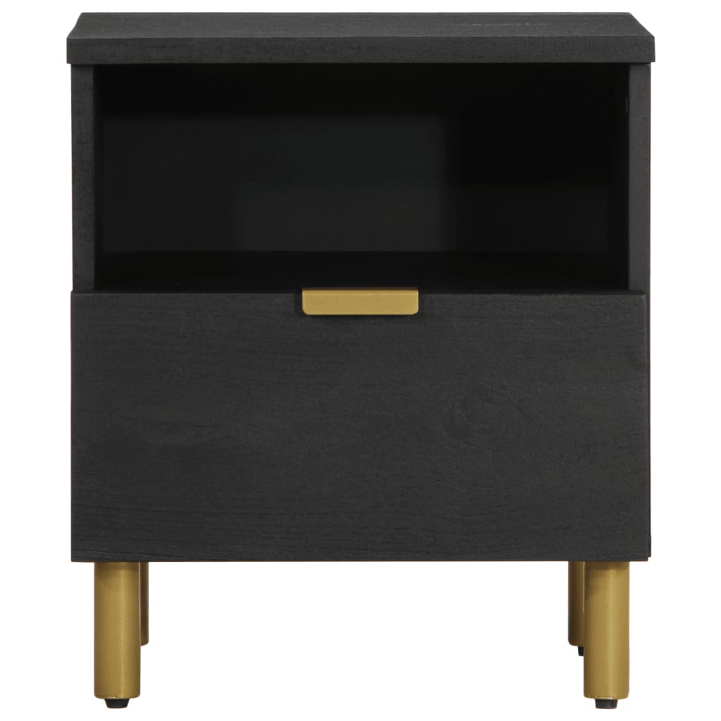 Mesita De Noche Madera Maciza De Ingeniería Negra 40x33x46 Cm_1