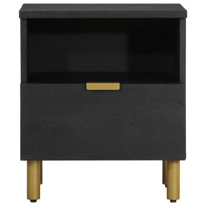 Mesita De Noche Madera Maciza De Ingeniería Negra 40x33x46 Cm_1