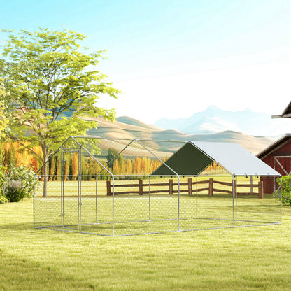 Pawhut Gallinero Para Exterior Grande 5,1x3x1,9 M 15,3 M² Con Cubierta Cerradura_1