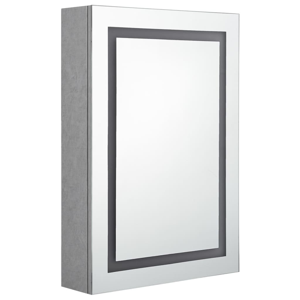 Armario De Baño Con Espejo Y Led Gris Hormigón 50x13x70 Cm_2